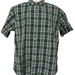 Men’s Ralph Lauren Bartlett Plaid Short Sleeve Button Down Shirt Green Blue L